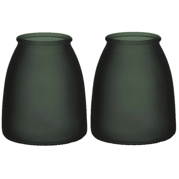 Bellatio Design Bloemenvaas - 2x - mat groen glas - D13 x H15 cm - Vazen
