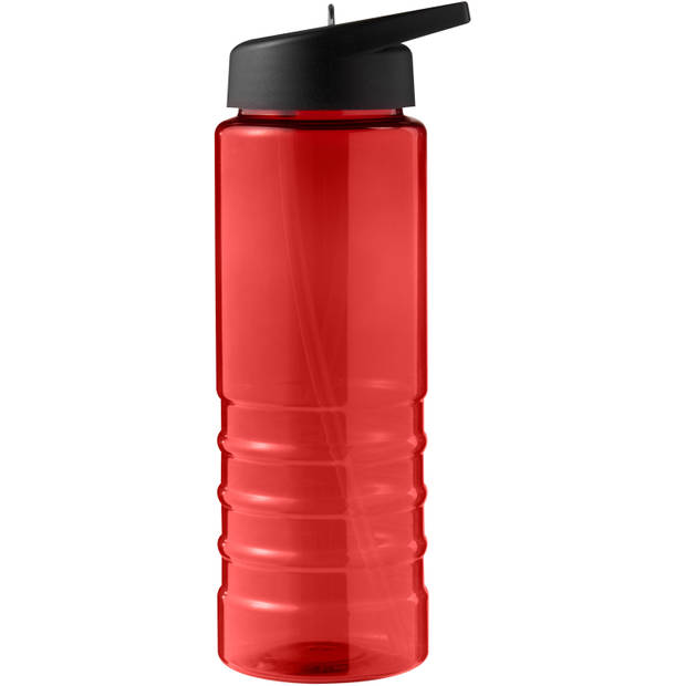 Sport bidon Hi-eco gerecycled kunststof - 2x - drinkfles/waterfles - rood/zwart - 750 ml - Drinkflessen