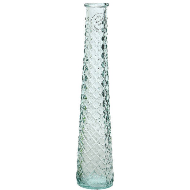 2x stuks vazen/bloemenvazen gerecycled glas - D7 x H32 cm - transparant - Vazen