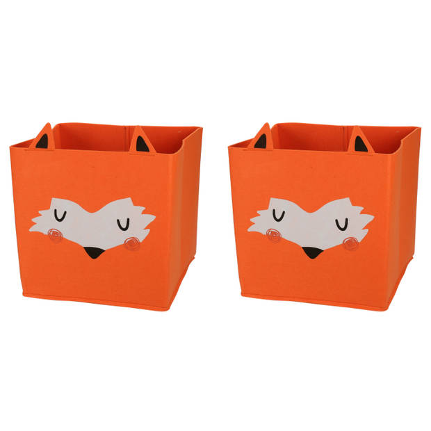 2x stuks opbergmand/kastmand vilt kinderkamer - dieren thema vos - 32 cm - Opbergmanden