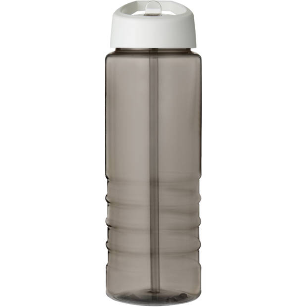 Sport bidon Hi-eco gerecycled kunststof - 2x - drinkfles/waterfles - donkergrijs/wit - 750 ml - Drinkflessen