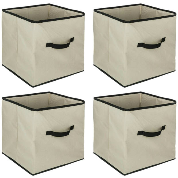 5Five Opbergmand - 4x - 29 liter - beige - 31 x 31 x 31 cm - Opbergmanden