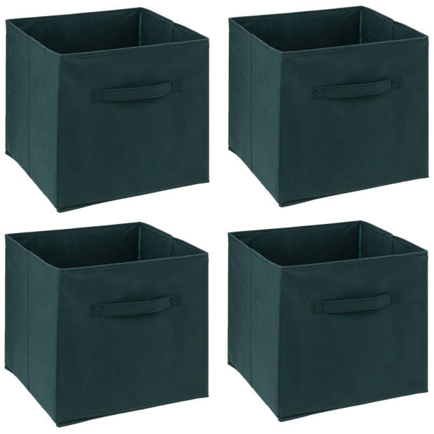 5Five Opbergmand - 4x - 29 liter - emerald groen - 31 x 31 x 31 cm - Opbergmanden