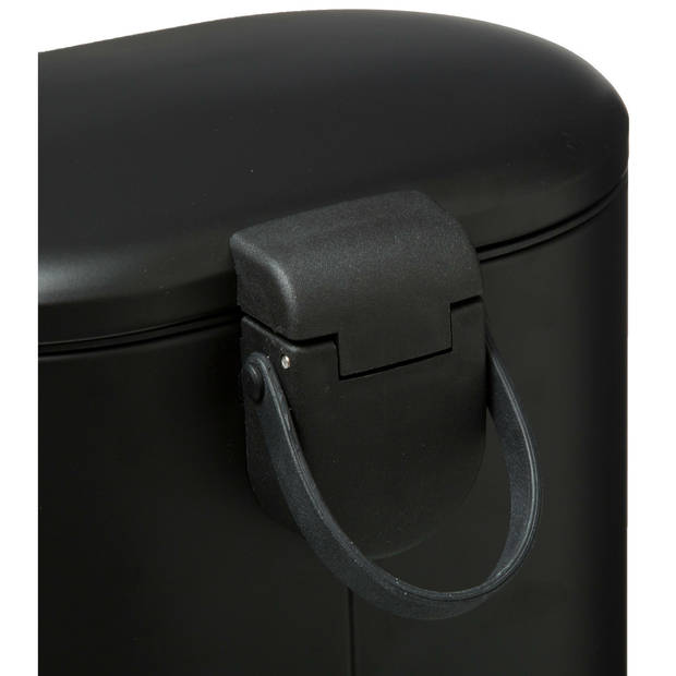 MSV Badkamer accessoires set - zwart - metaal - pedaalemmer 6L en toiletborstel in houder - Toiletborstels