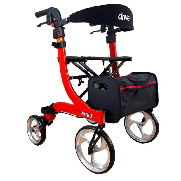 Rollator Nitro - Rood - Medium (1,60m tot 1,80m)