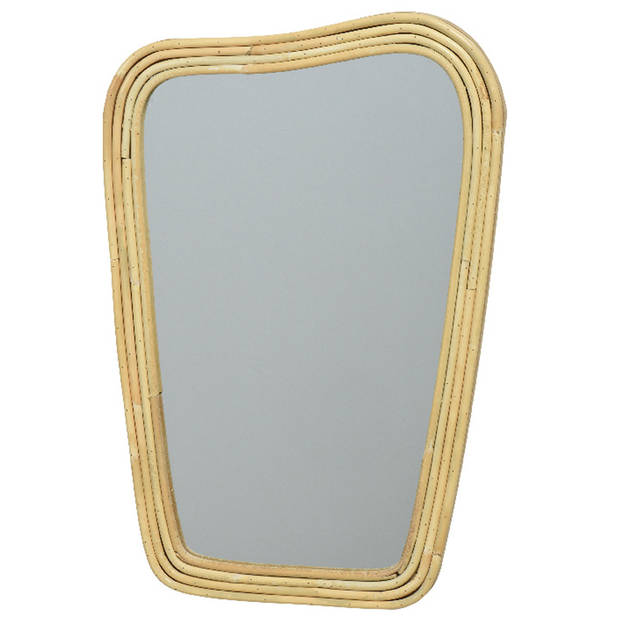 Spiegel/wandspiegel - rotan - organische vorm vierkant - 40 x 35 cm - Spiegels