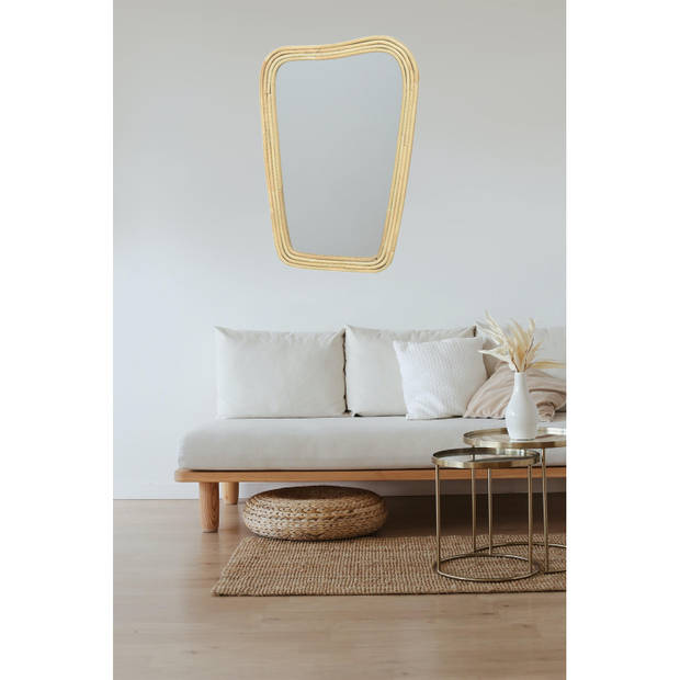 Spiegel/wandspiegel - rotan - organische vorm vierkant - 40 x 35 cm - Spiegels