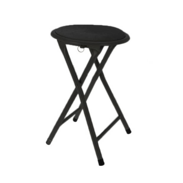 Excellent Houseware - bijzet krukje/stoel - 2x - Opvouwbaar - zwart - Krukjes