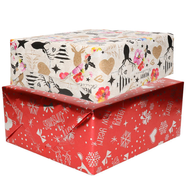 10x Rollen Kerst inpakpapier/cadeaupapier mixprint 250 x 70 cm - Cadeaupapier