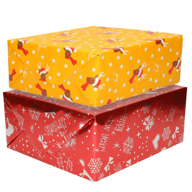 10x Rollen Kerst inpakpapier/cadeaupapier mixprint 250 x 70 cm - Cadeaupapier