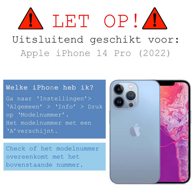 Basey iPhone 14 Pro Hoesje Book Case Kunstleer Cover Hoes - Donkerroze