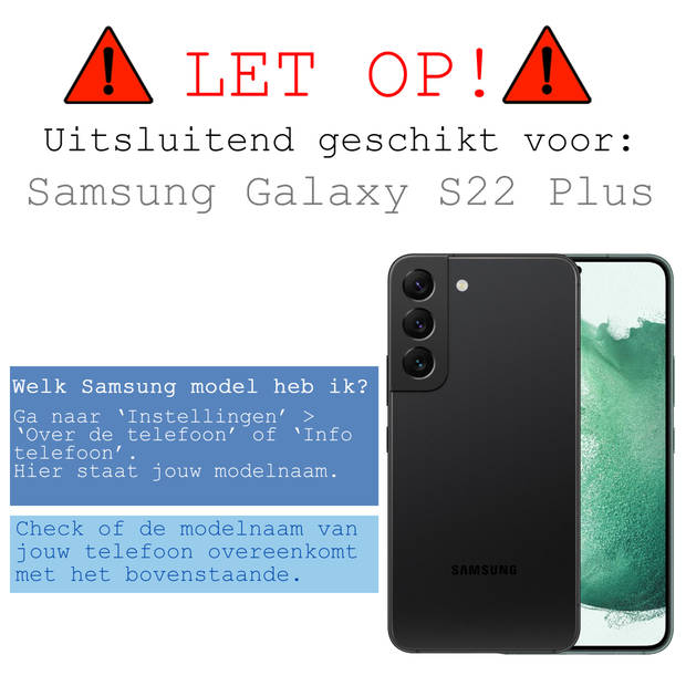Basey Samsung Galaxy S22 Plus Hoesje Book Case Kunstleer Cover Hoes - Zwart