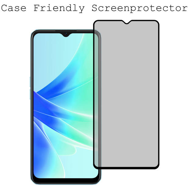 Basey OPPO A17 Privacy Screenprotector Tempered Glass Full Cover - OPPO A17 Beschermglas Screen Protector Glas