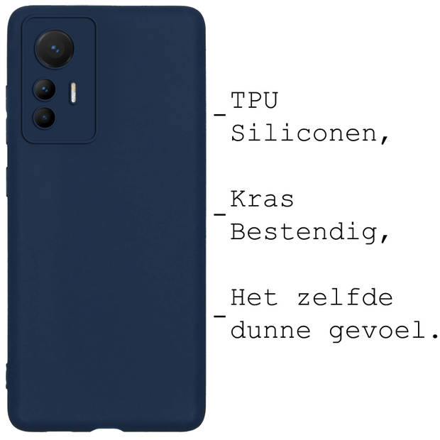 Basey Xiaomi 12 Lite Hoesje Siliconen Hoes Case Cover -Donkerblauw