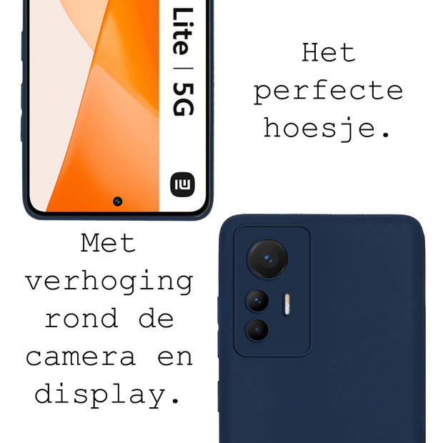 Basey Xiaomi 12 Lite Hoesje Siliconen Hoes Case Cover -Donkerblauw