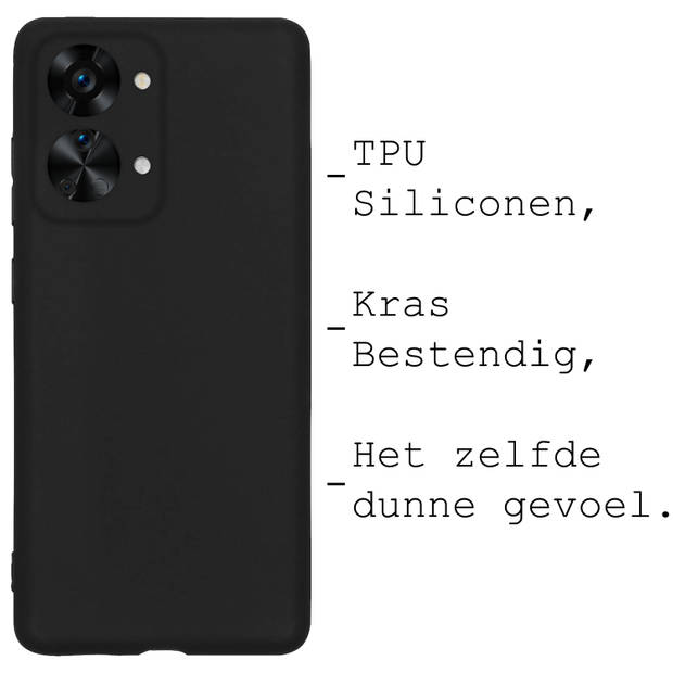 Basey OnePlus Nord 2T Hoesje Siliconen Hoes Case Cover -Zwart