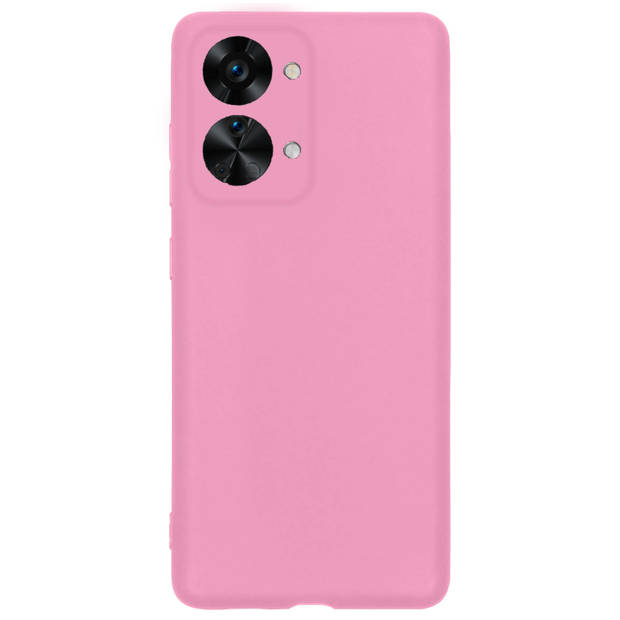 Basey OnePlus Nord 2T Hoesje Siliconen Hoes Case Cover -Lichtroze