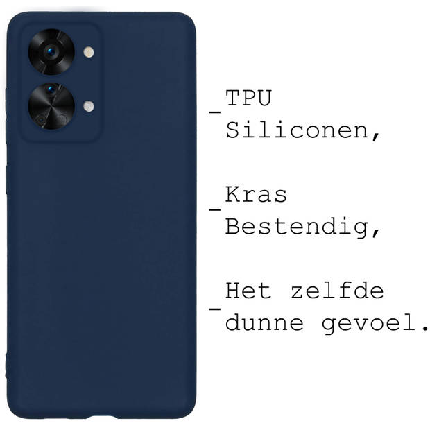 Basey OnePlus Nord 2T Hoesje Siliconen Hoes Case Cover -Donkerblauw