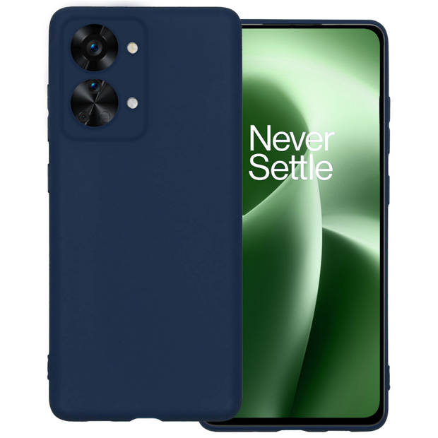 Basey OnePlus Nord 2T Hoesje Siliconen Hoes Case Cover -Donkerblauw