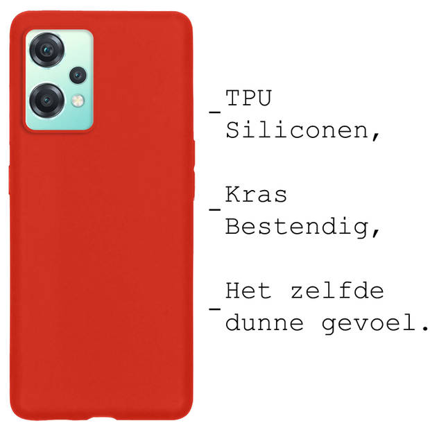 Basey OnePlus Nord CE 2 Lite Hoesje Siliconen Hoes Case Cover -Rood