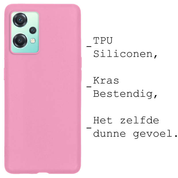 Basey OnePlus Nord CE 2 Lite Hoesje Siliconen Hoes Case Cover - Lichtroze