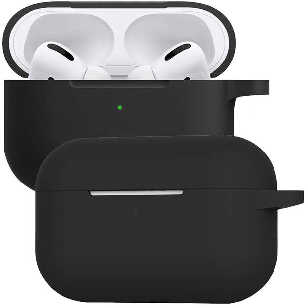 Basey Siliconen Hoesje Voor AirPods Pro Case Hoes - Geschikt voor AirPods Pro Hoesje Cover - Zwart