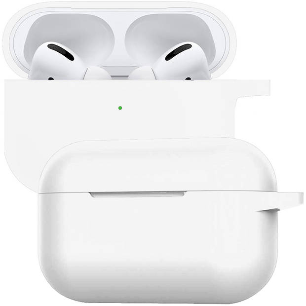 Basey Siliconen Hoesje Voor AirPods Pro Case Hoes - Geschikt voor AirPods Pro Hoesje Cover - Wit