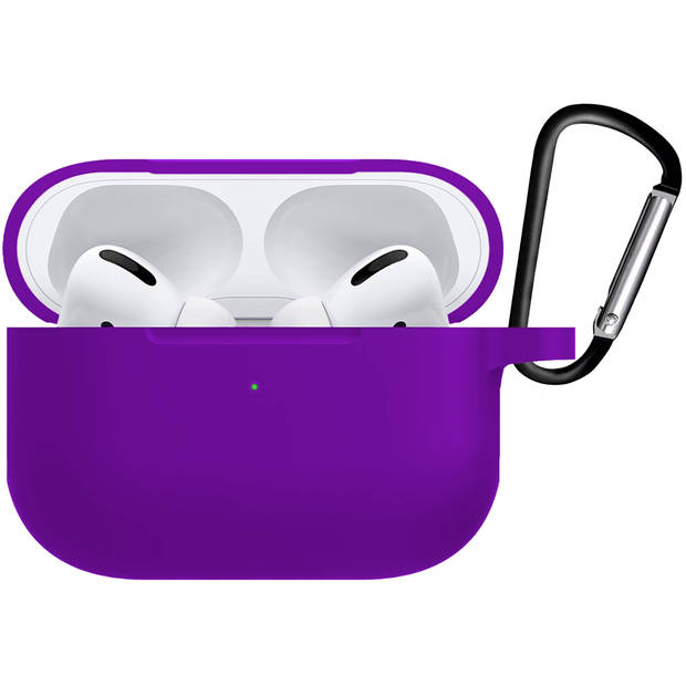 Basey Siliconen Hoesje Voor AirPods Pro Case Hoes - Geschikt voor AirPods Pro Hoesje Cover - Paars