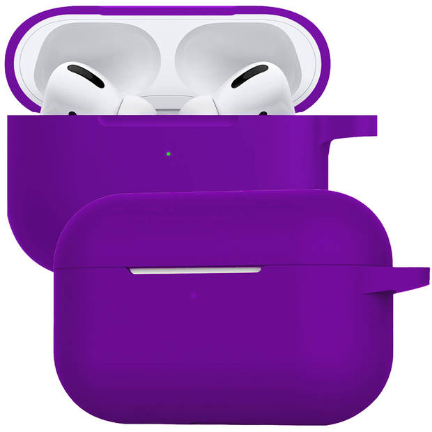 Basey Siliconen Hoesje Voor AirPods Pro Case Hoes - Geschikt voor AirPods Pro Hoesje Cover - Paars