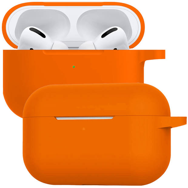 Basey Siliconen Hoesje Voor AirPods Pro Case Hoes - Geschikt voor AirPods Pro Hoesje Cover - Oranje