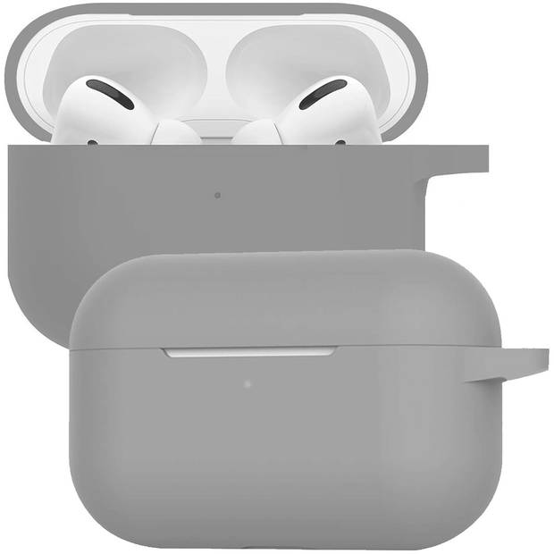 Basey Siliconen Hoesje Voor AirPods Pro Case Hoes - Geschikt voor AirPods Pro Hoesje Cover - Grijs