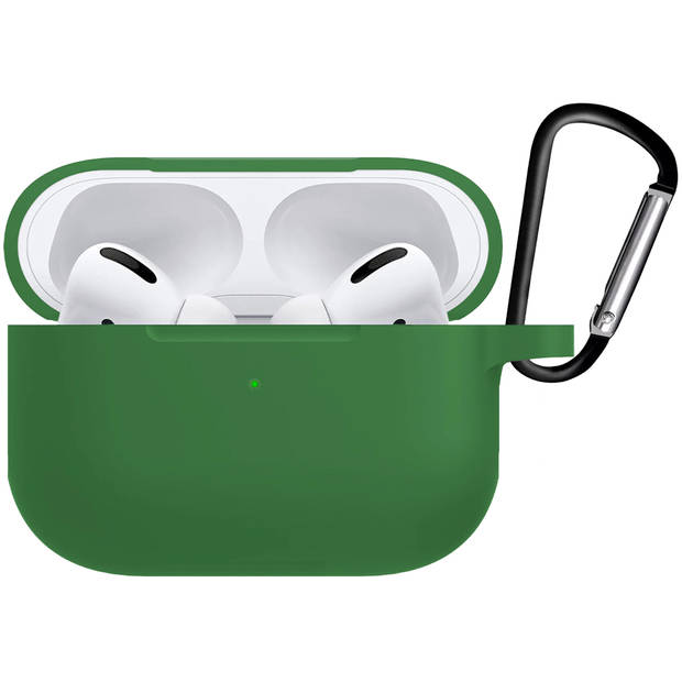 Basey Siliconen Hoesje Voor AirPods Pro Case Hoes - Geschikt voor AirPods Pro Hoesje Cover - Donkergroen