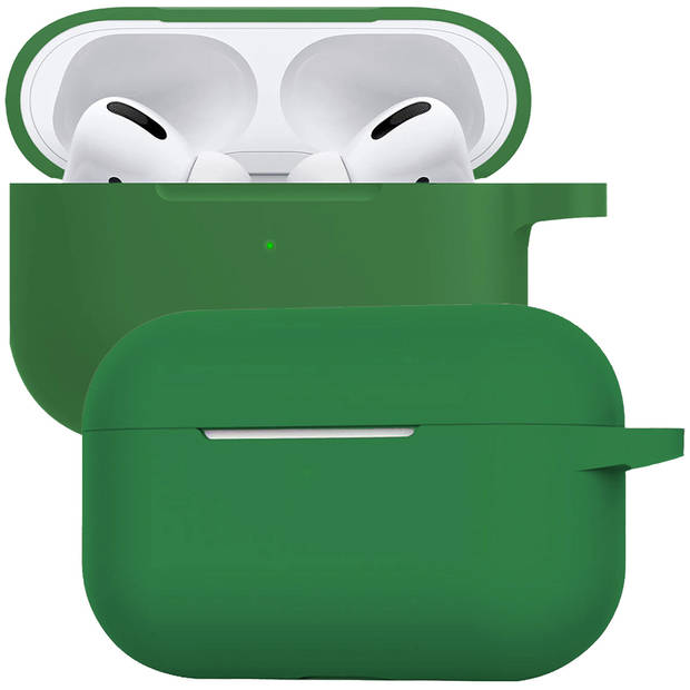 Basey Siliconen Hoesje Voor AirPods Pro Case Hoes - Geschikt voor AirPods Pro Hoesje Cover - Donkergroen