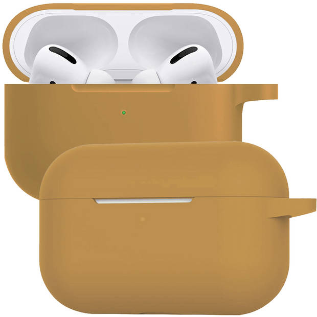 Basey Siliconen Hoesje Voor AirPods Pro Case Hoes - Geschikt voor AirPods Pro Hoesje Cover - Cognac