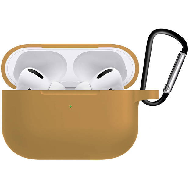 Basey Siliconen Hoesje Voor AirPods Pro Case Hoes - Geschikt voor AirPods Pro Hoesje Cover - Cognac