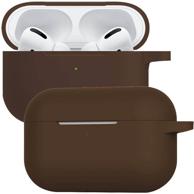 Basey Siliconen Hoesje Voor AirPods Pro Case Hoes - Geschikt voor AirPods Pro Hoesje Cover - Bruin