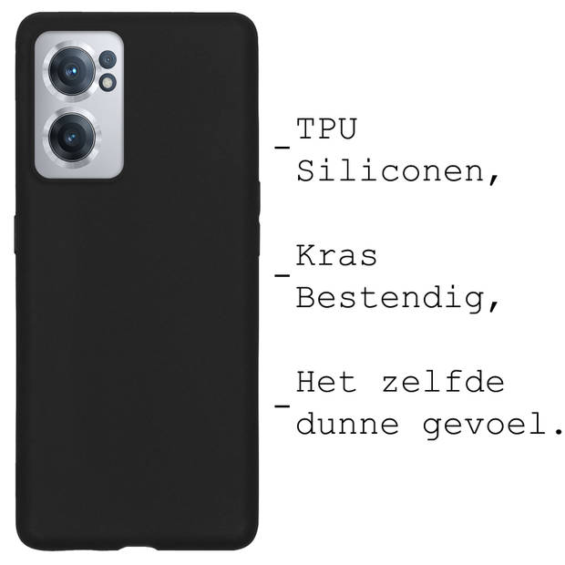 Basey OnePlus Nord CE 2 Hoesje Siliconen Hoes Case Cover -Zwart