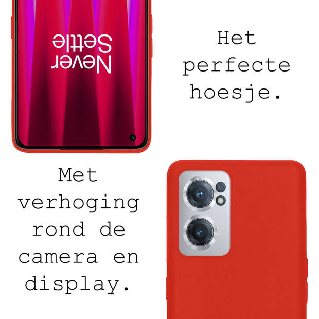 Basey OnePlus Nord CE 2 Hoesje Siliconen Hoes Case Cover -Rood