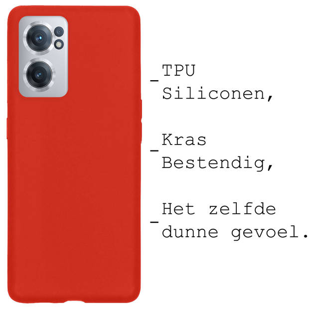 Basey OnePlus Nord CE 2 Hoesje Siliconen Hoes Case Cover -Rood