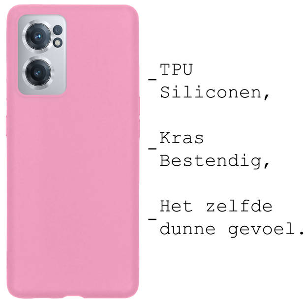 Basey OnePlus Nord CE 2 Hoesje Siliconen Back Cover Case - OnePlus Nord CE 2 Hoes Silicone Case Hoesje - Licht Roze