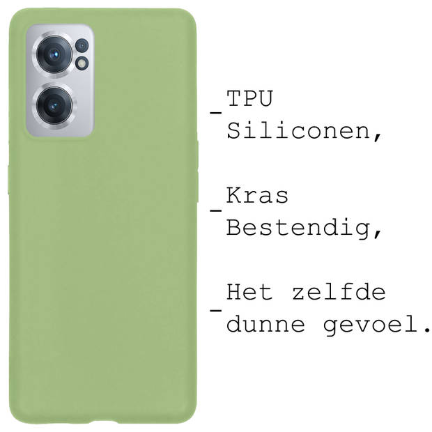 Basey OnePlus Nord CE 2 Hoesje Siliconen Hoes Case Cover -Groen