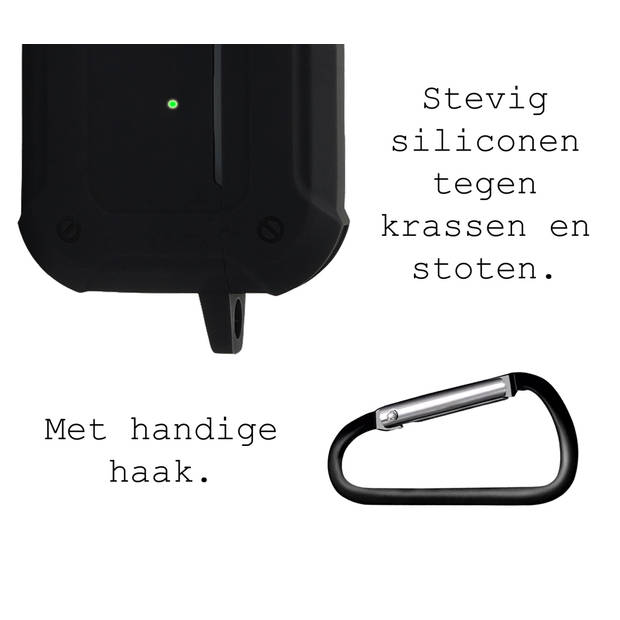 Basey Hoes Voor AirPods 3 Hoesje Shock Case Met Karabijnhaak - AirPods 3 Case Shock Hoes Cover - Zwart