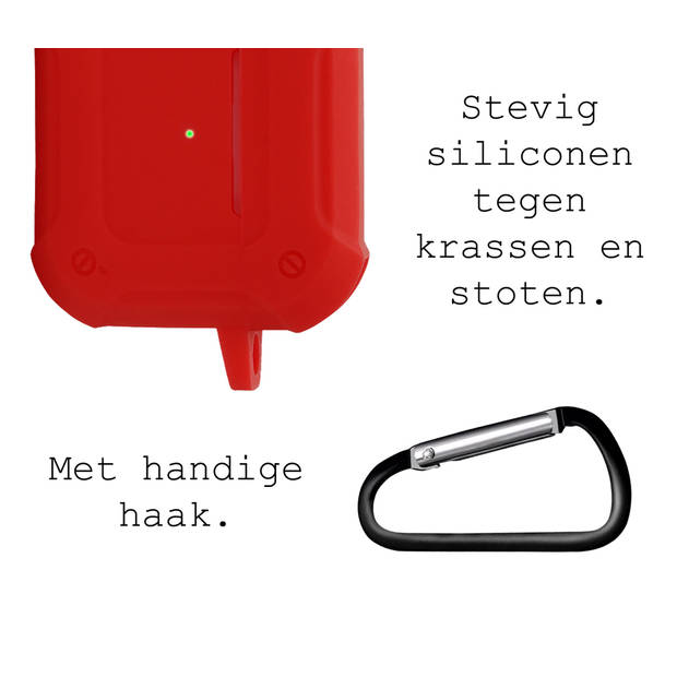 Basey Hoes Voor AirPods 3 Hoesje Shock Case Met Karabijnhaak - AirPods 3 Case Shock Hoes Cover - Rood