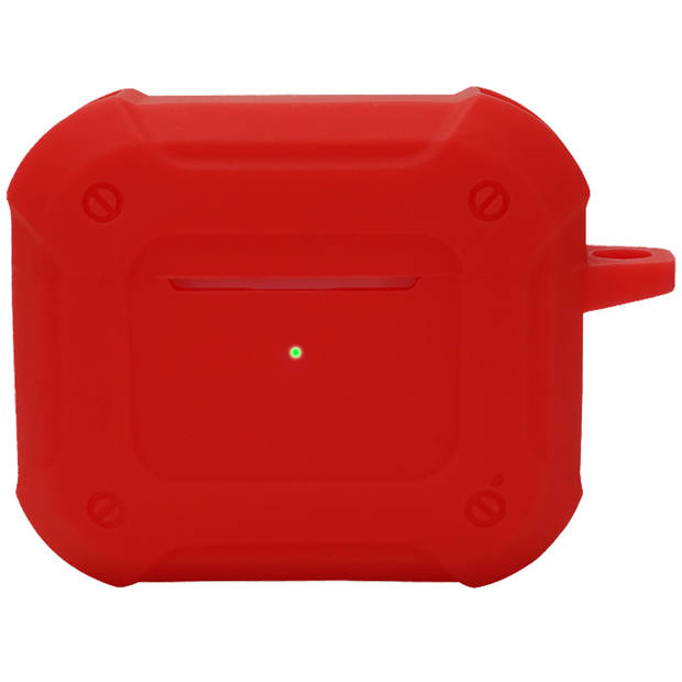 Basey Hoes Voor AirPods 3 Hoesje Shock Case Met Karabijnhaak - AirPods 3 Case Shock Hoes Cover - Rood