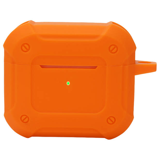 Basey Hoes Voor AirPods 3 Hoesje Shock Case Met Karabijnhaak - AirPods 3 Case Shock Hoes Cover - Oranje