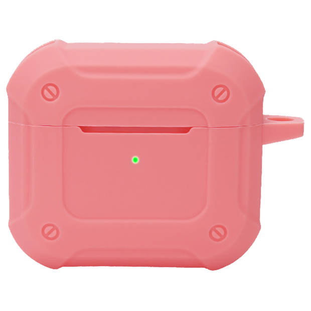 Basey Hoes Voor AirPods 3 Hoesje Shock Case Met Karabijnhaak - AirPods 3 Case Shock Hoes Cover - Licht Roze