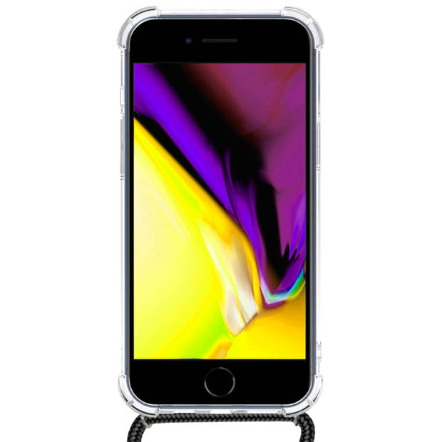 Basey iPhone SE 2020 Hoesje Met Koord Hoes Siliconen Case - Transparant