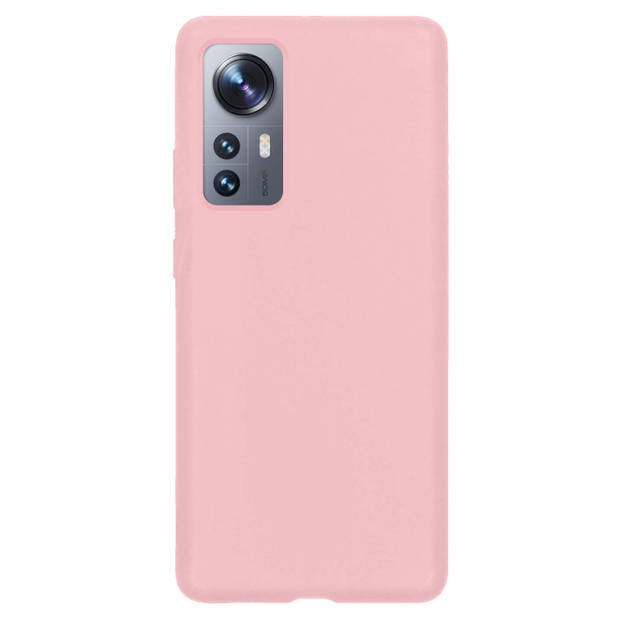 Basey Xiaomi 12 Pro Hoesje Siliconen Hoes Case Cover -Lichtroze