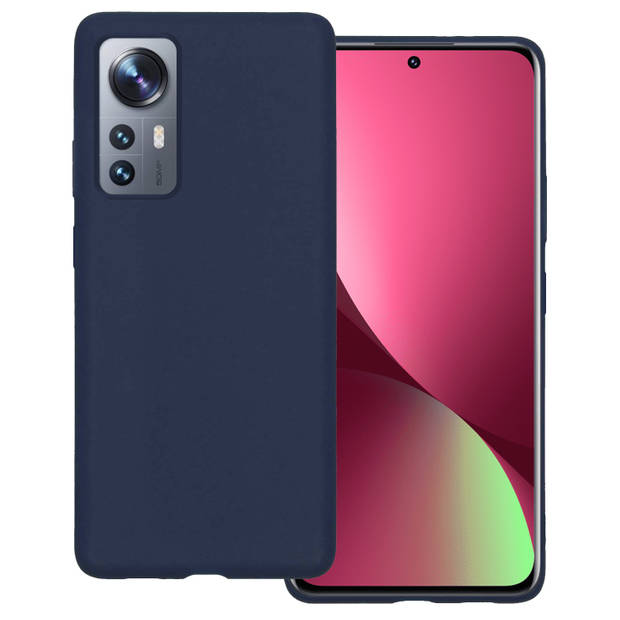 Basey Xiaomi 12X Hoesje Siliconen Hoes Case Cover -Donkerblauw