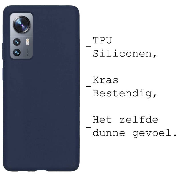 Basey Xiaomi 12X Hoesje Siliconen Hoes Case Cover -Donkerblauw